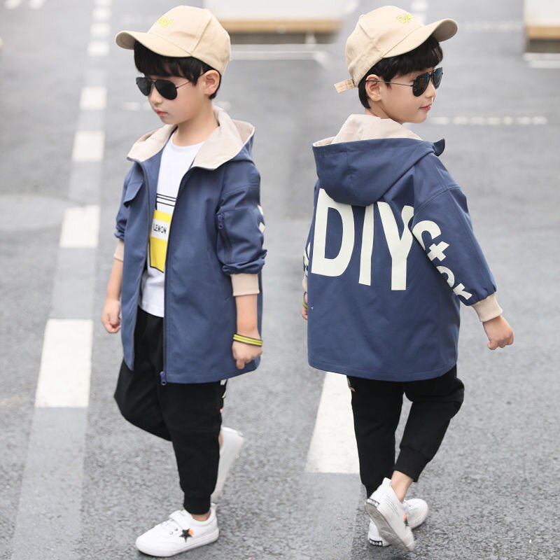 Barnkläder pojke kappa trench 3-11 år gammal lång jacka vårkläder barns stora barn casual koreanska