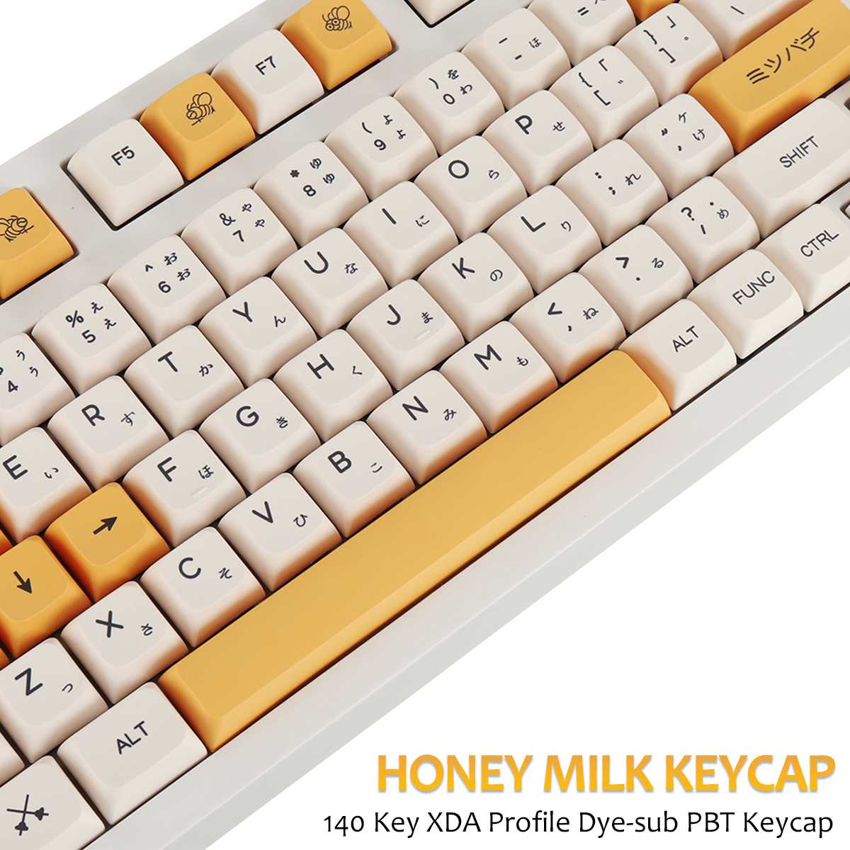 Keycaps 140 nøkkel pbt keycap farge-under xda profil melk hvit honning japanske eller engelske keycaps til spilling mekanisk tastatur