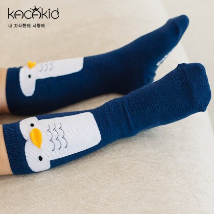1 par unisex adorável meias do bebê na altura do joelho menina menino bebê da criança meias bonito dos desenhos animados animal crianças meias infantis de algodão macio 0-24m: Blue Penguin / 6 m