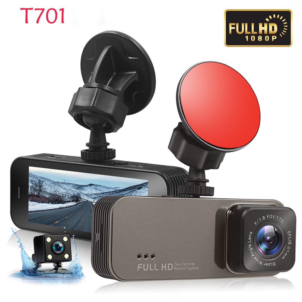 Camera met dubbele lens videorecorder apparaat full hd lusopname sensor dashcam registrar nachtzicht gadgets