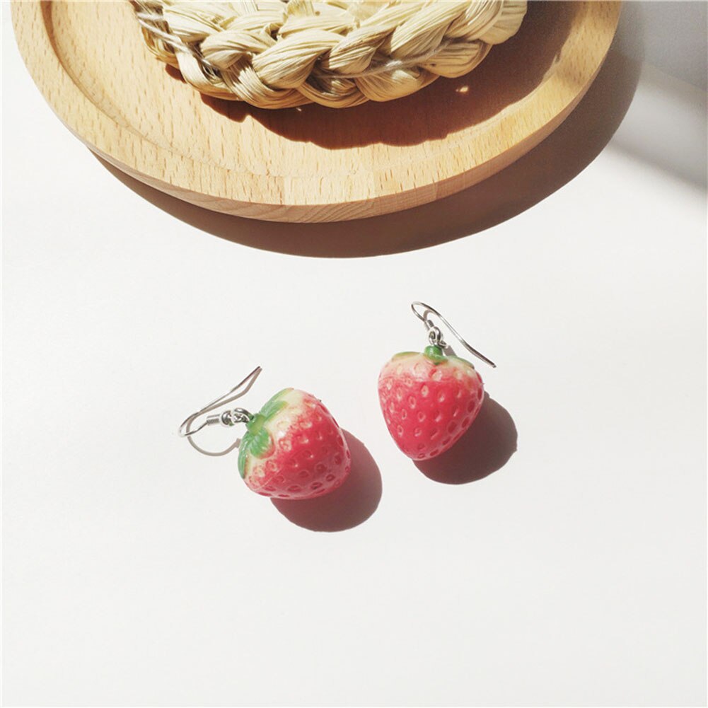 Fruit Aardbei Oorbel Vrouwelijke Mooie Meisje Simulatie Rode Aardbei Dangle Oorbel Voor Vrouwen Fijne Sieraden Accessoires Diy: Pink Earring