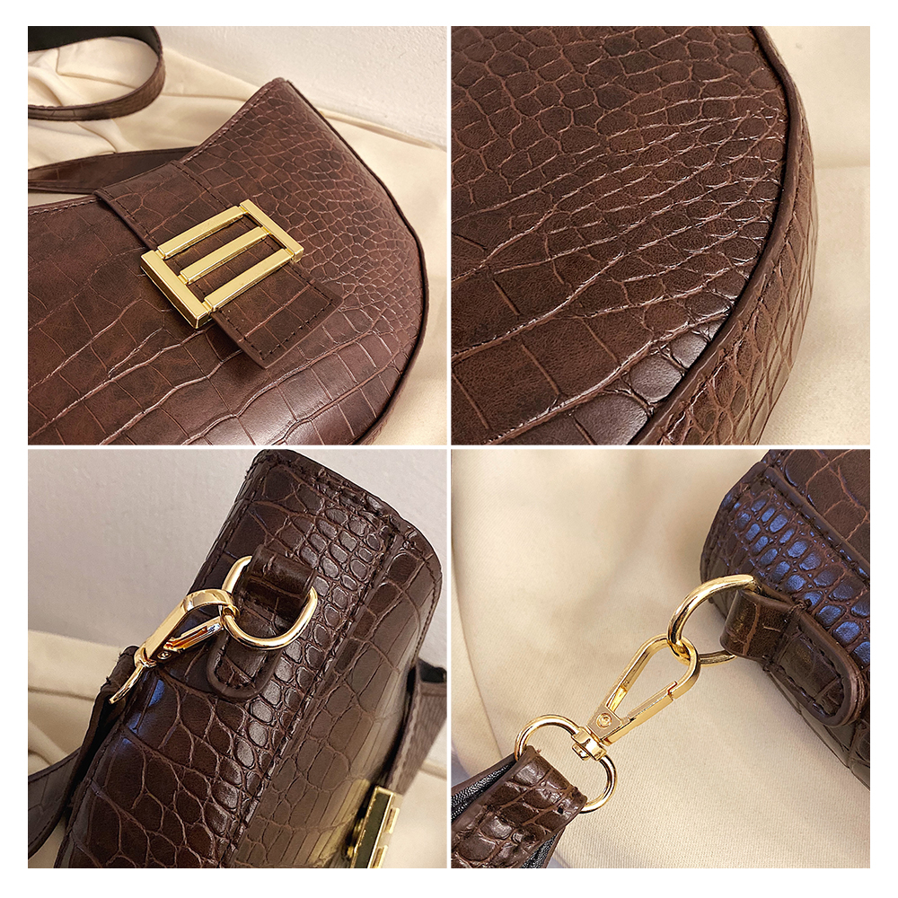 Crocodile modèle PU cuir sacs à bandoulière pour femmes couleur unie sac à bandoulière femme sacs à main sauvage sac de selle