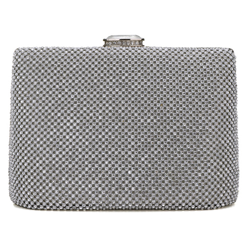 Bolsa feminina de embreagem oco com strass de vidro ouro bolsa de ombro bolsas de luxo bolsas femininas designer bolsa feminina: Prata