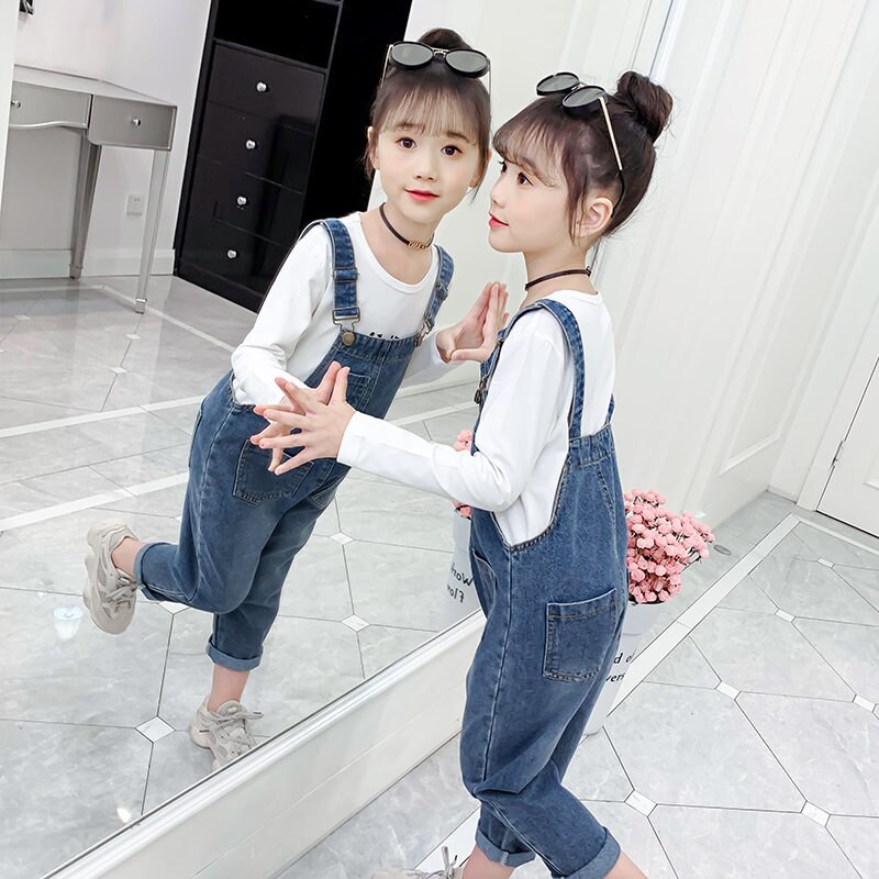 freundlicher Jeans Insgesamt für Mädchen Denim Gurt Gesamt Neue Frühling Herbst freundlicher Baumwolle Hosenträger Hosen