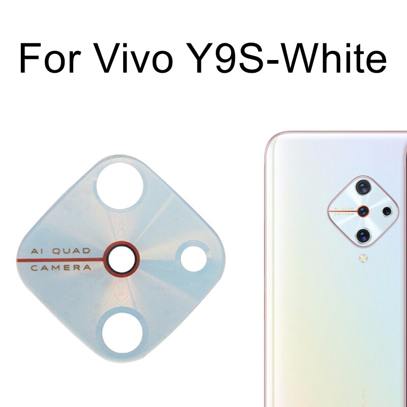 Originele Rear Terug Camera Glazen Lens Voor Vivo Y3S/Y5S/Y7S/Y9S/Y20/Y30/y30G/Y31/Y31S/Y50/Y51/Y52S/Y73S/Y93/Y97 Vervangende Onderdelen: Y9S-White