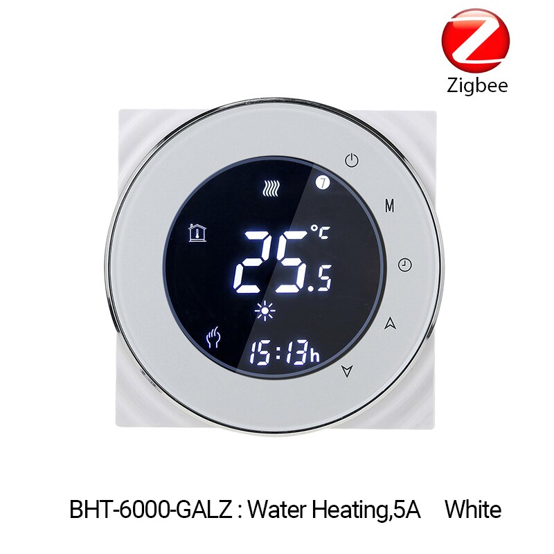 ZigBee Clever Thermostat Temperatur Regler Hub Erforderlich Wasser/Elektrische Boden Heizung Wasser/Gas Kessel Mit Alexa Google Hause: BHT-6000-GALZ-Weiß