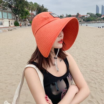 Zomerhoeden voor dames zonnehoed met ademende zonnebrandcrème buiten fiets strand pet vizier brede rand zonnehoed dames: Oranje