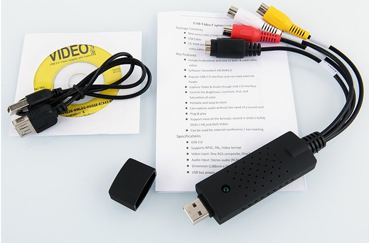 USB 2.0 Video Adapter with Audio Capture Card TV DVD VHS Video DVR Capture with Audio