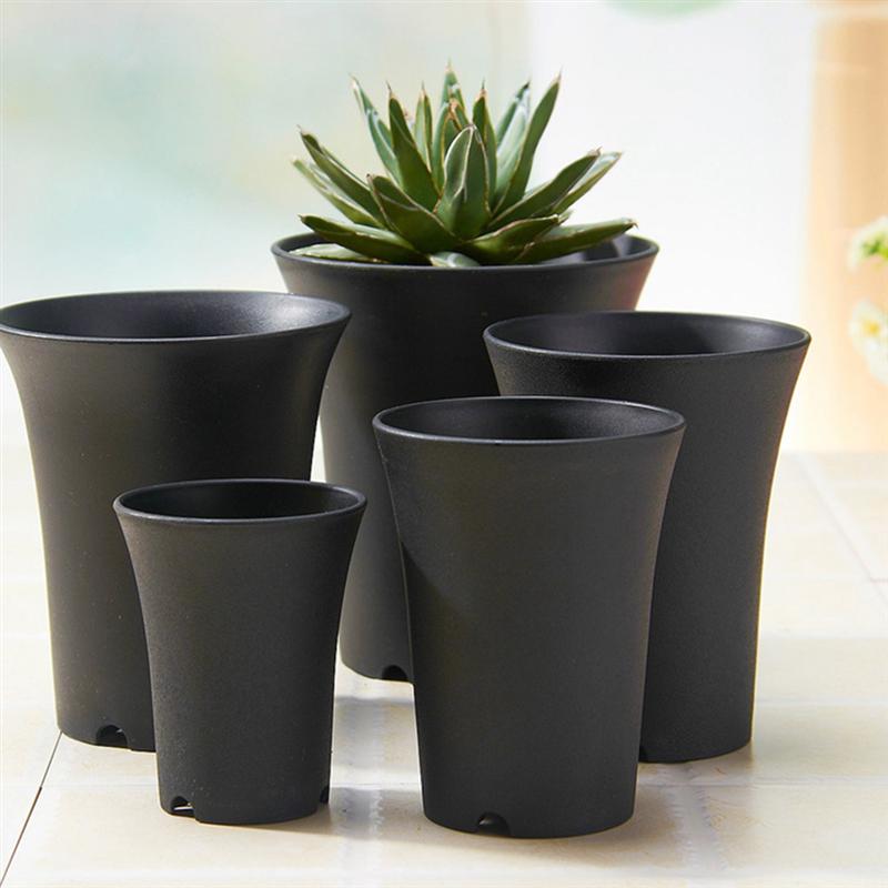 10 Stuks Plastic Zwart Bloempotten Bloembakken Home Indoor Outdoor Office Vetplant Potten Planten Potten Met Drainage Gat