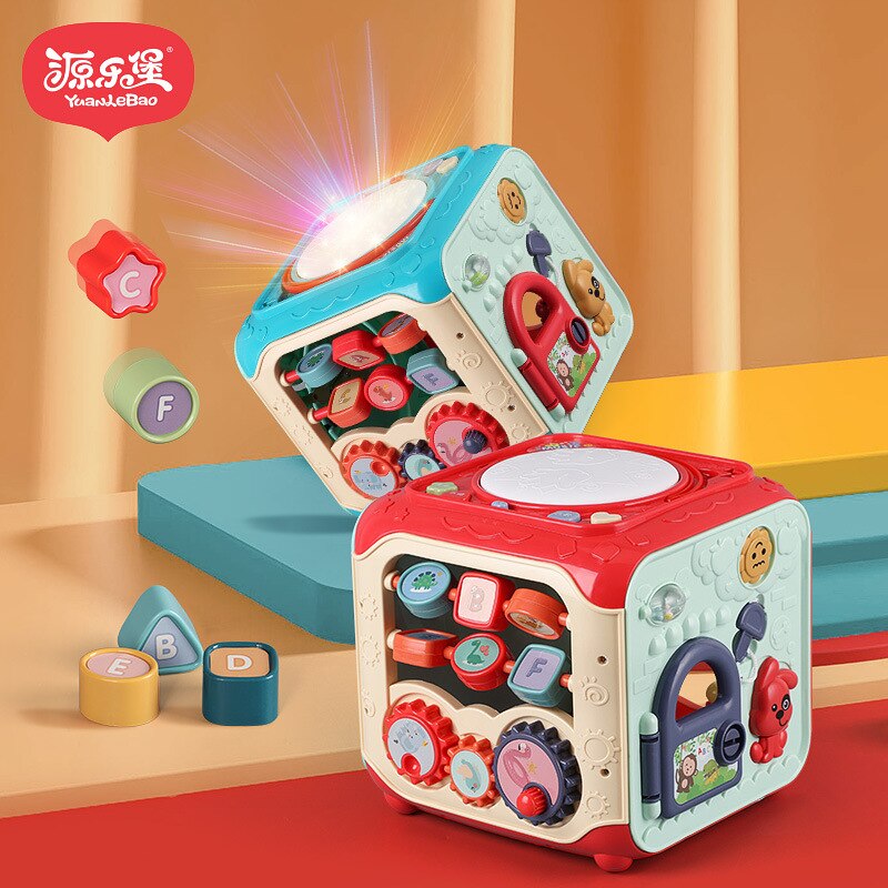 Puzzle early education baby Multi-functional hand-patted drum wisdom cube game table polyhedron wisdom house