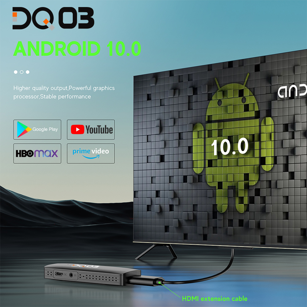 DQ03 Mini TV Stick Android 10 QuadCore ARM Cortex A53 2G16G Ondersteuning 4K @ 60fps HDR10 + 2.4G & 5.8G Dual Wifi 1G8G TV BOX Android 10.0