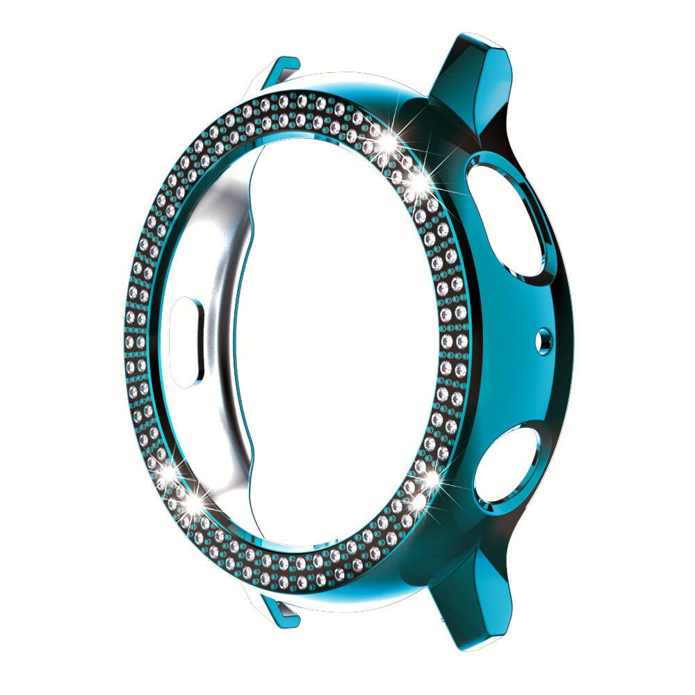 Hoesjes voor samsung galaxy watch active 2 44mm 40mm hoesje voor active 2 band dames dubbele rij diamant pc hoesje bumper: Cyaan / Voor actief 2 44mm