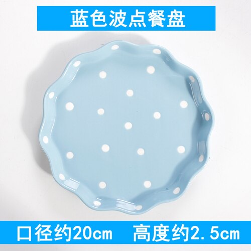 Djup tallrik platt japansk modern frukost västerländsk mat tallrik fat biff tallrik hushålls keramik frukt tallrik servis  lb41308: Blå 20cm
