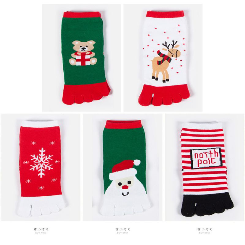 Calcetines navideños para niños de dibujos animados, calcetines de cinco dedos cálidos, cómodos y transpirables, nuevos para Otoño y Winter7-12 años