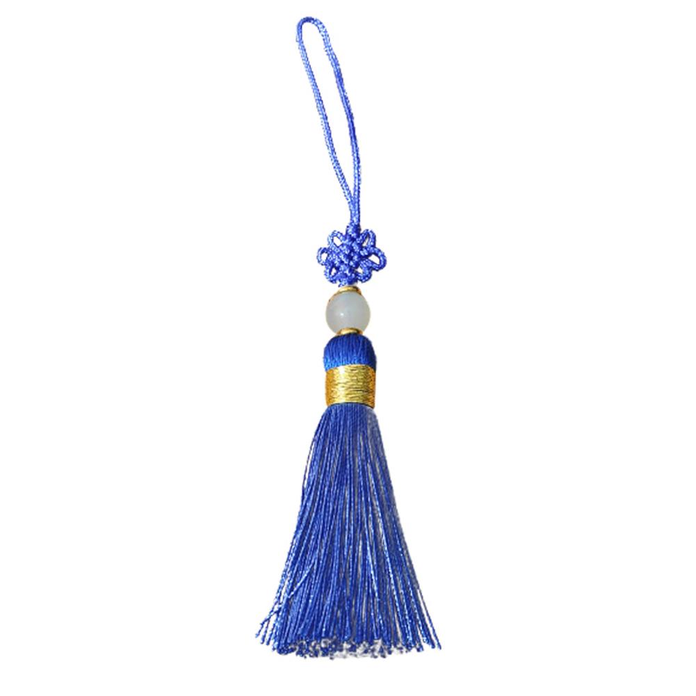 Pompon nœud chinois en coton 12.5cm | Fait à la main en soie pour sac suspendu à porte-clés, accessoires pour rideaux de couture, décoration de vêtement, bricolage: Blue