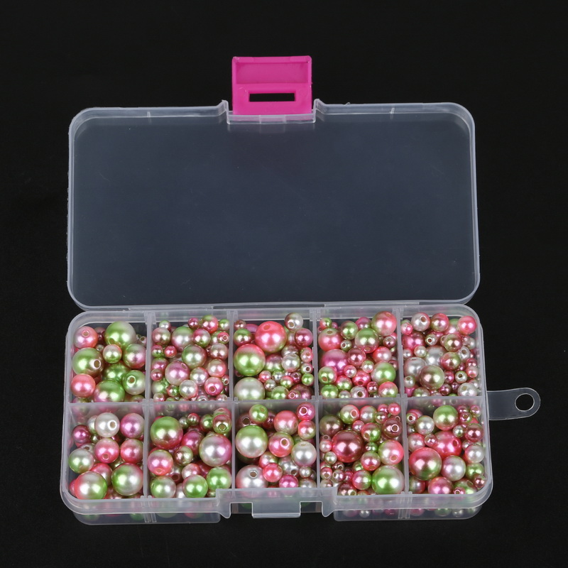350 stk 4-10mm imiterede abs perle perler regnbue blandet størrelse runde løse perler til gør-det-selv håndværkstøjstilbehør, medfølger ikke æsker: Sort