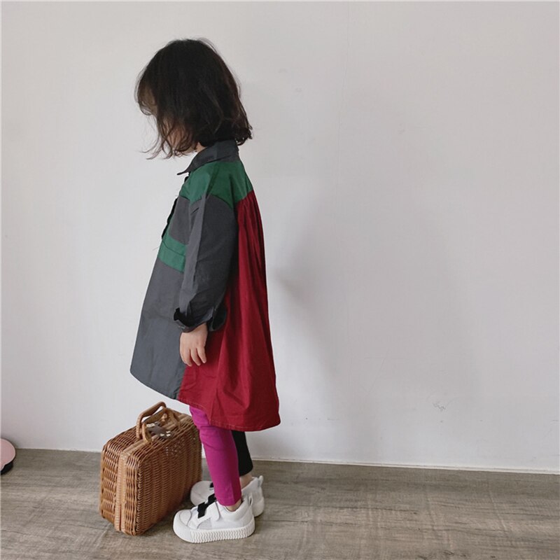 Children'S Clothes Autumn Korean Style Shirt Dress Girls Clothes Baby Pocket Top Loose Shirt Baby Clothing
