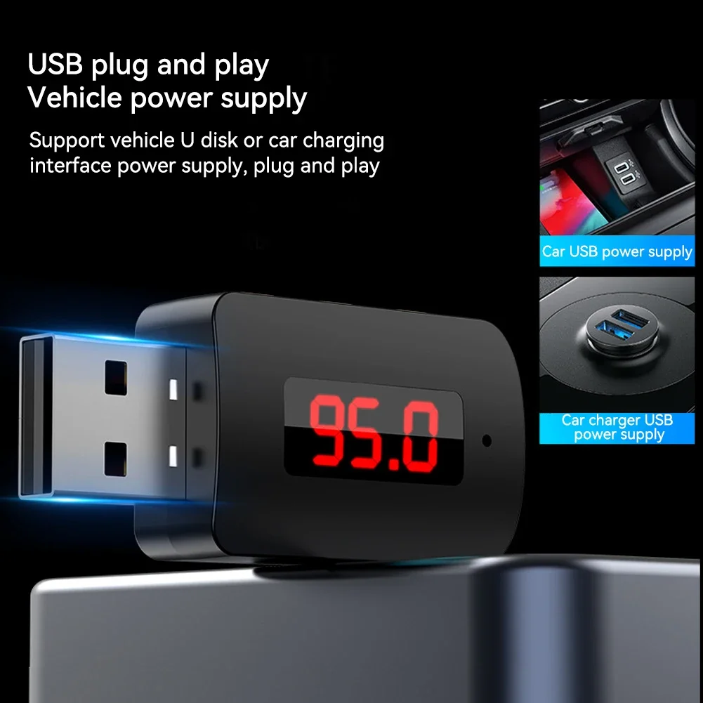 Auto Bluetooth 5.4 FM-zender USB draadloze audio-adapter Handsfree bellen Carkit met microfoon HIFI Stereo voor auto FM-radio