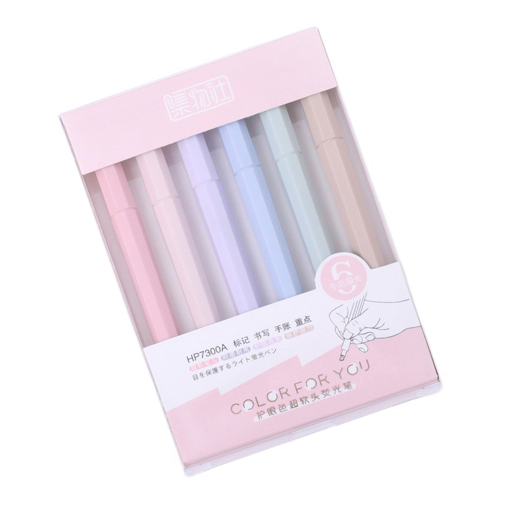 6Pcs Students Scrapbook Pens Words Underlining Pen Colorful Notes Highlighter