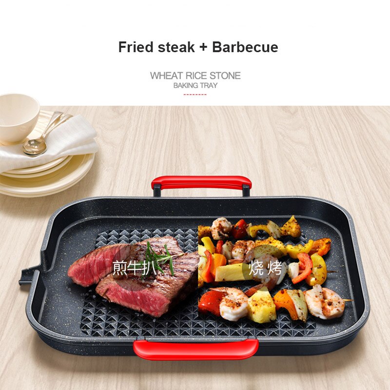 Barbecue Plate Korean Style Maifan Stone BBQ Pot Without Oil Fume Outdoor Picnic Non-Stick Cooker Iron Plate BBQ Plate