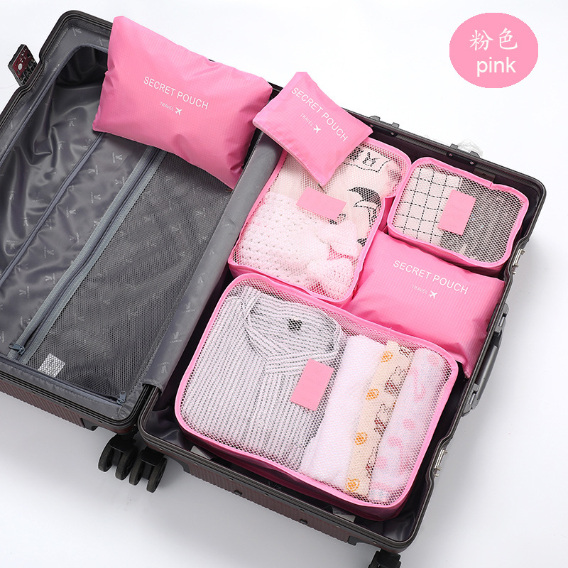 6 stuks reisorganizer opbergtassen draagbare reiskoffer organizer reistas voor dames bagage organizer kleding schoenentas: Blauw