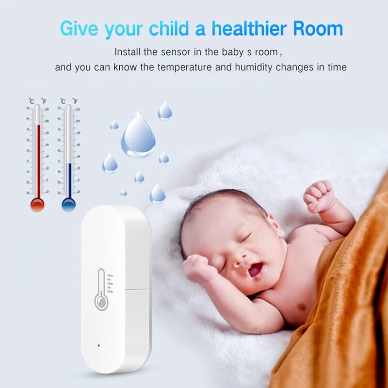 Ewelink ZigBee Sensor inteligente de temperatura y humedad alimentado por batería Control por aplicación termómetro higrómetro controlador para Alexa Google