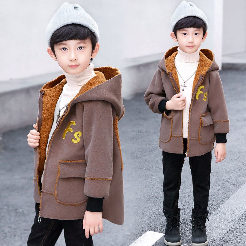 Jongens Wollen Jas En Najaar Plus Fluwelen Verdikking Kinderen Wollen Jas Kinderen Buitenlandse Stijl Grote jongen Trend