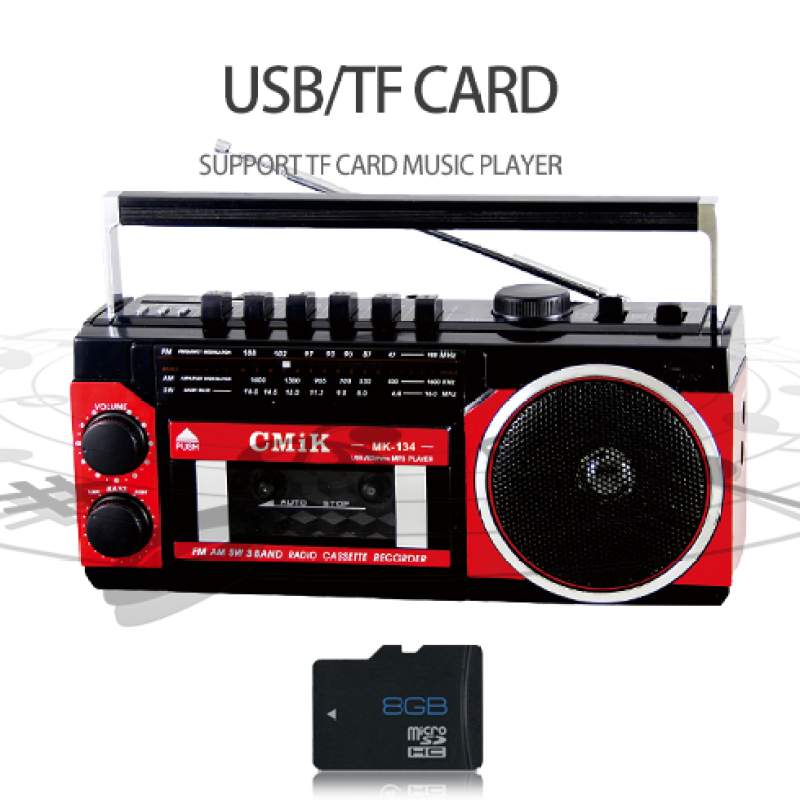 Desktop Retro Cassette Recorder Player With Am Fm Sw Portable Radio Auto Stop Tape Player With Usb/TF Card
