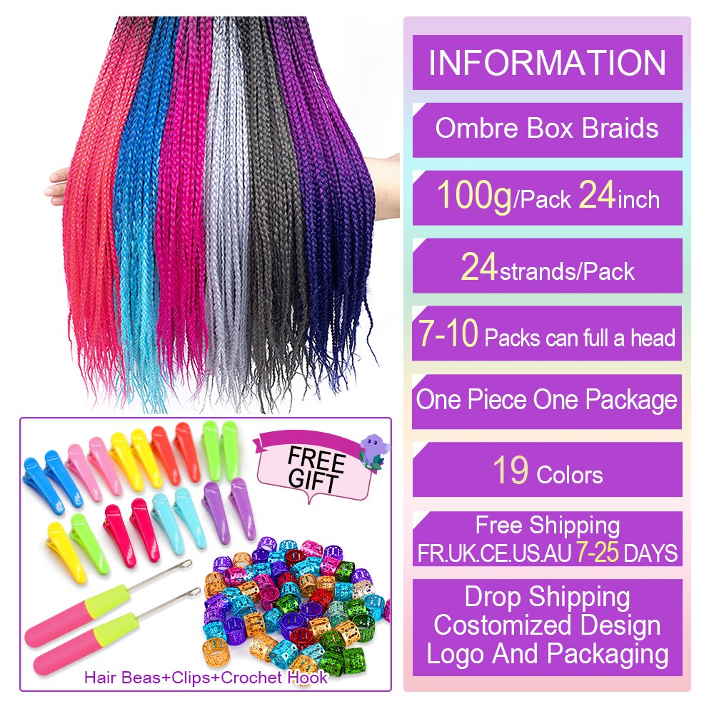 24 strengen/pak senegalese twist haakhaar ombre bruin box braid tissage vezel synthetisch vlechthaar extensions