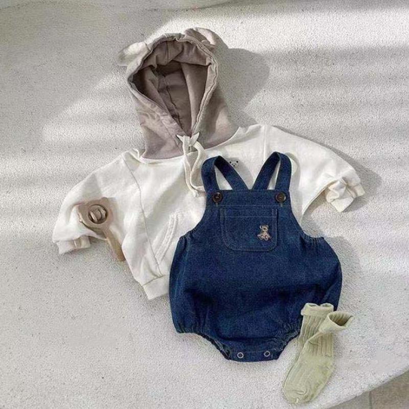 2022 Spring Baby Bear Ear Hoodie Cute Bear Embroidery Hooded Sweatshirt For Infant Baby Long Sleeve Hoodie Boys Casual Tops