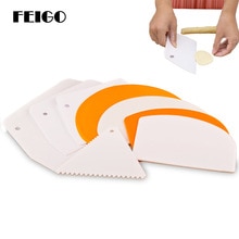 FEIGO Küche Backen Gebäck Schaber Unregelmäßigen Gezackten DIY Kuchen Butter Schaber Runde Platz Transparente Schaber Backen Werkzeug F551