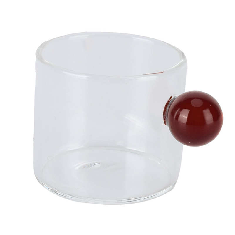 Tasse à thé en verre Transparent de 120ml, tasse à café résistante à la chaleur avec poignée en boule: Brown