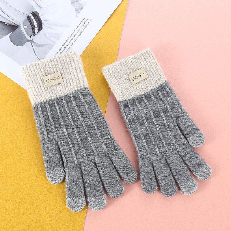 Wecute Vrouwen Herfst En Winter Warm Handschoenen Touch Screen Handschoenen Plus Fluwelen Imiteren Alpaca Outdoor Riding Winddicht Zachte: GRAY