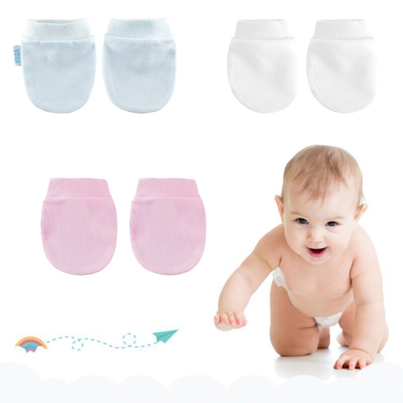 4 Paar/set Eenvoudige Leuke Baby Gebreide Handschoenen Pasgeboren Anti-Eten Hand Anti-Grijpen Handschoen