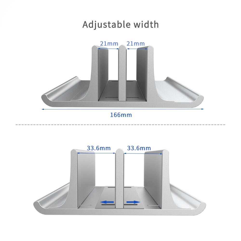 Supporto verticale regolabile in metallo per computer portatile supporto doppio da tavolo in alluminio a 2 fessura fino a 17.3 pollici per MacBook iPad superficie pro