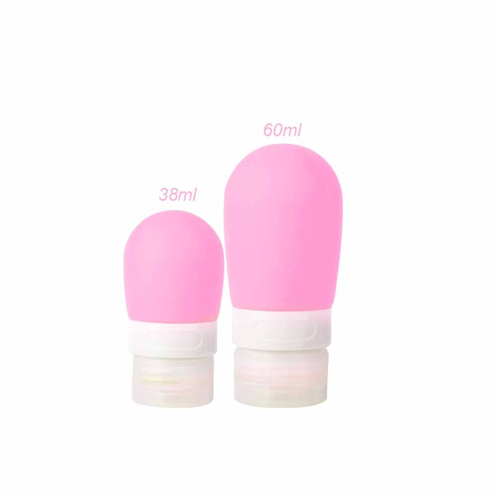 1/2/3 st set 38ml 60ml 80ml tomma silikon resepaket packpress flaska för lotion schampo bad små provbehållare: 2 st rosa