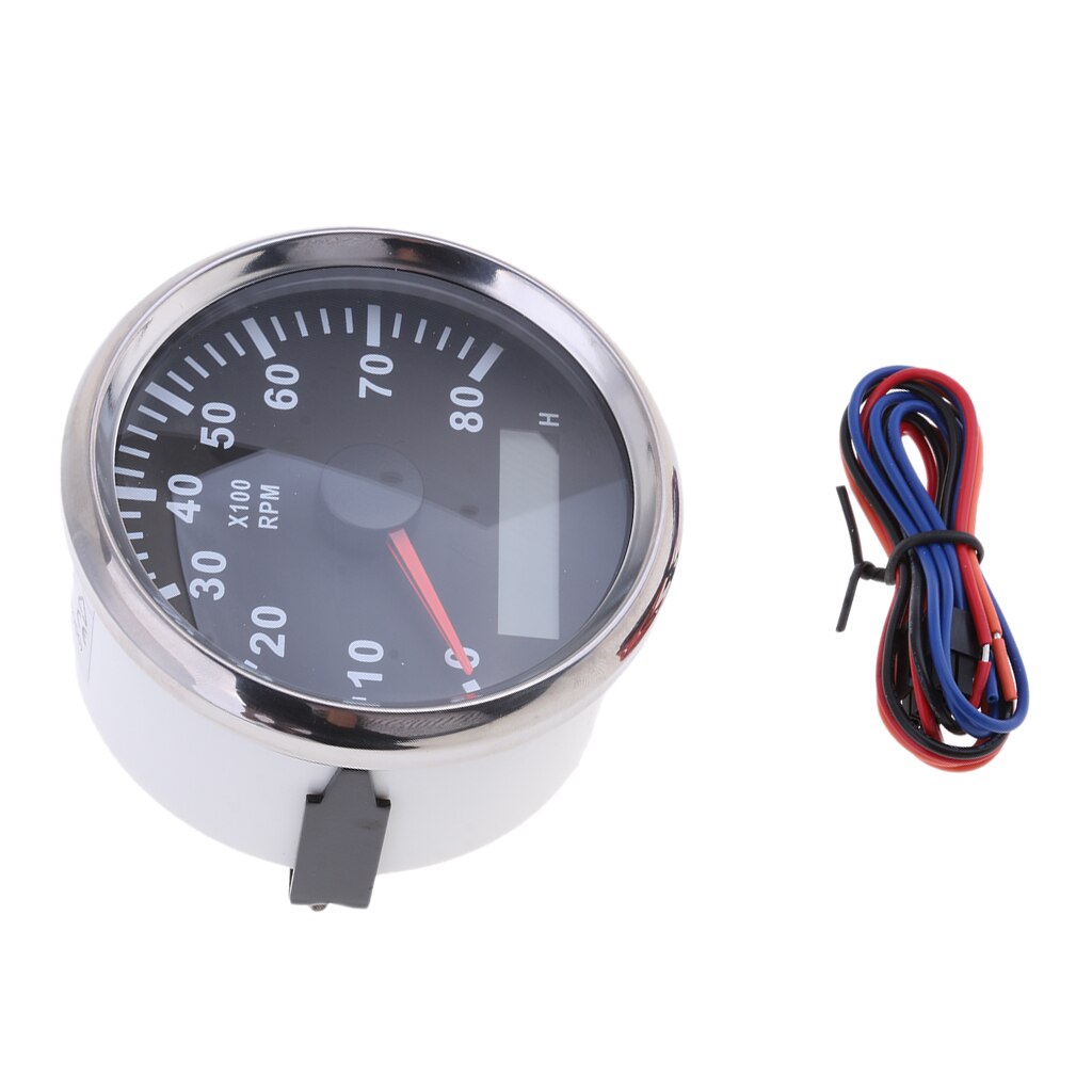 Waterproof 85mm Marine Tachometer Boat Tacho Gauge with Hour Meter 0-8000RPM 9V-32V #1