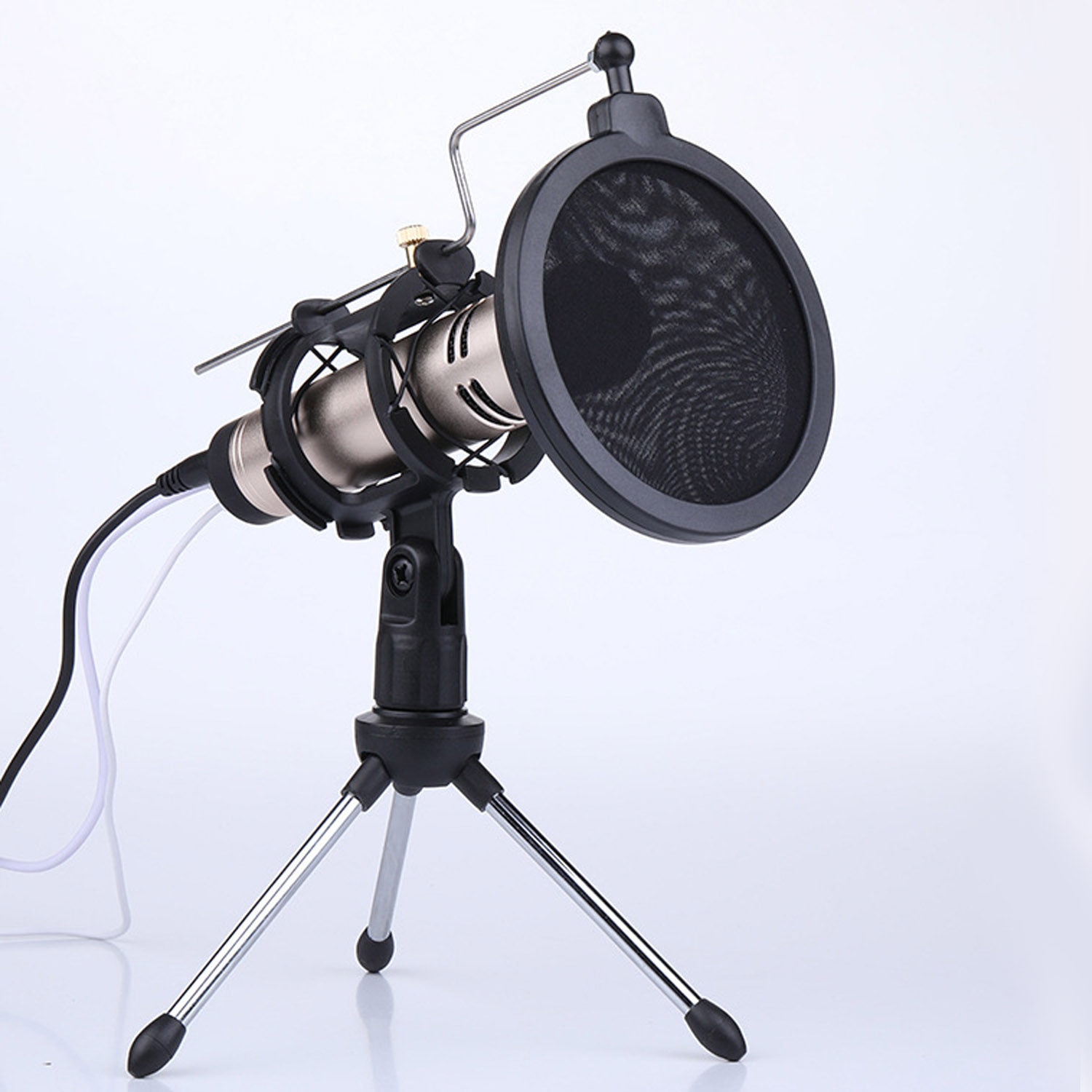 Besegad Draaibare Verstelbare Desktop Microfoon Statief Mikrofone Stand Met Pop Filter Voor Vergaderingen Podcasts Programma Opname