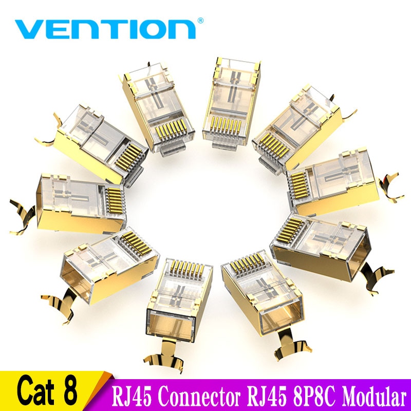 Ventie RJ45 Connector Cat8 RJ45 8P8C Modulaire Ethernet Kabel Kat 8 Ftp Hoofd Plug Vergulde RJ45 Crimp Netwerk Connerctor cat8