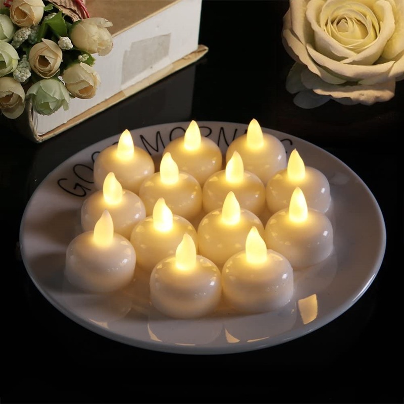 12 stücke Schwimmende Kerze Lichter LED Elektronische Kerzen Batterie Betrieben schweben auf Wasser Teelicht Für Weihnachten Hochzeit Party Dekor: Warmes Weiß / Licht Gelb