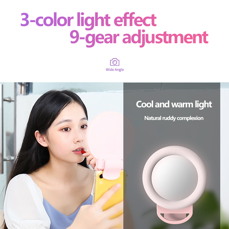 Universele Led Selfie Ring Vullen Licht Clip Dimbare Led Ring Lamp Fotografie Met Spiegel Voor Makeup Video Live Aro de Luz