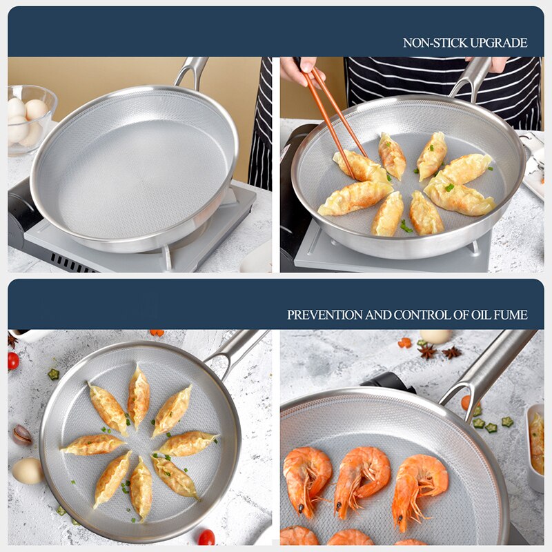 Nonstick Frying Pan 316 Stainless Steel Pan Kitchen Fried Steak Pot Wok Electromagnetic Furnace General