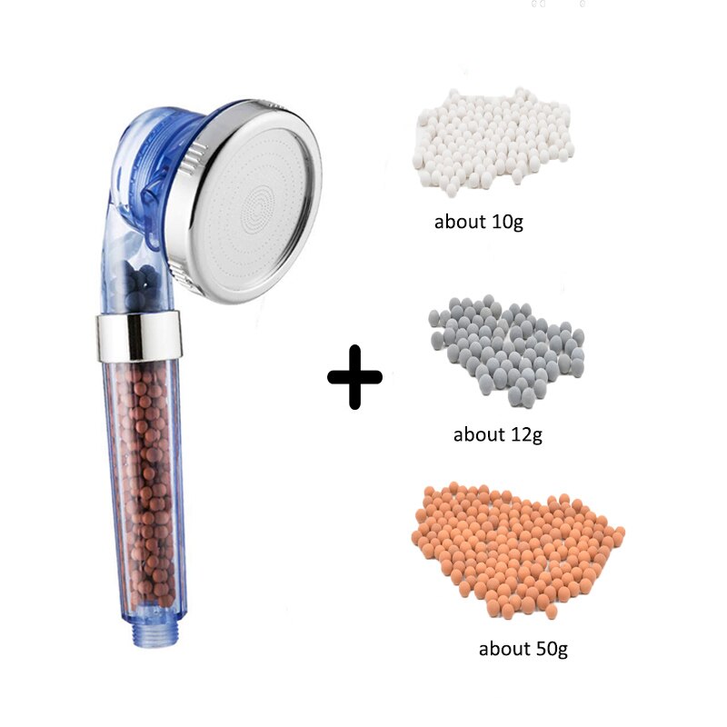 Zloog 3 Function SPA Handheld Shower Head Water Saving Rainfall Filter Shower Head High Pressure with tourmaline balls: Set  D