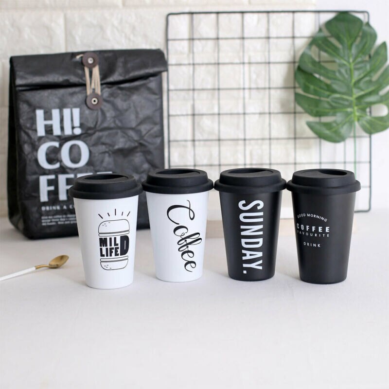 500ml kaffemuggar förtjockade kaffemuggar i rostfritt stål tekoppar stor resemugg campingmuggar kaffekopp med lock