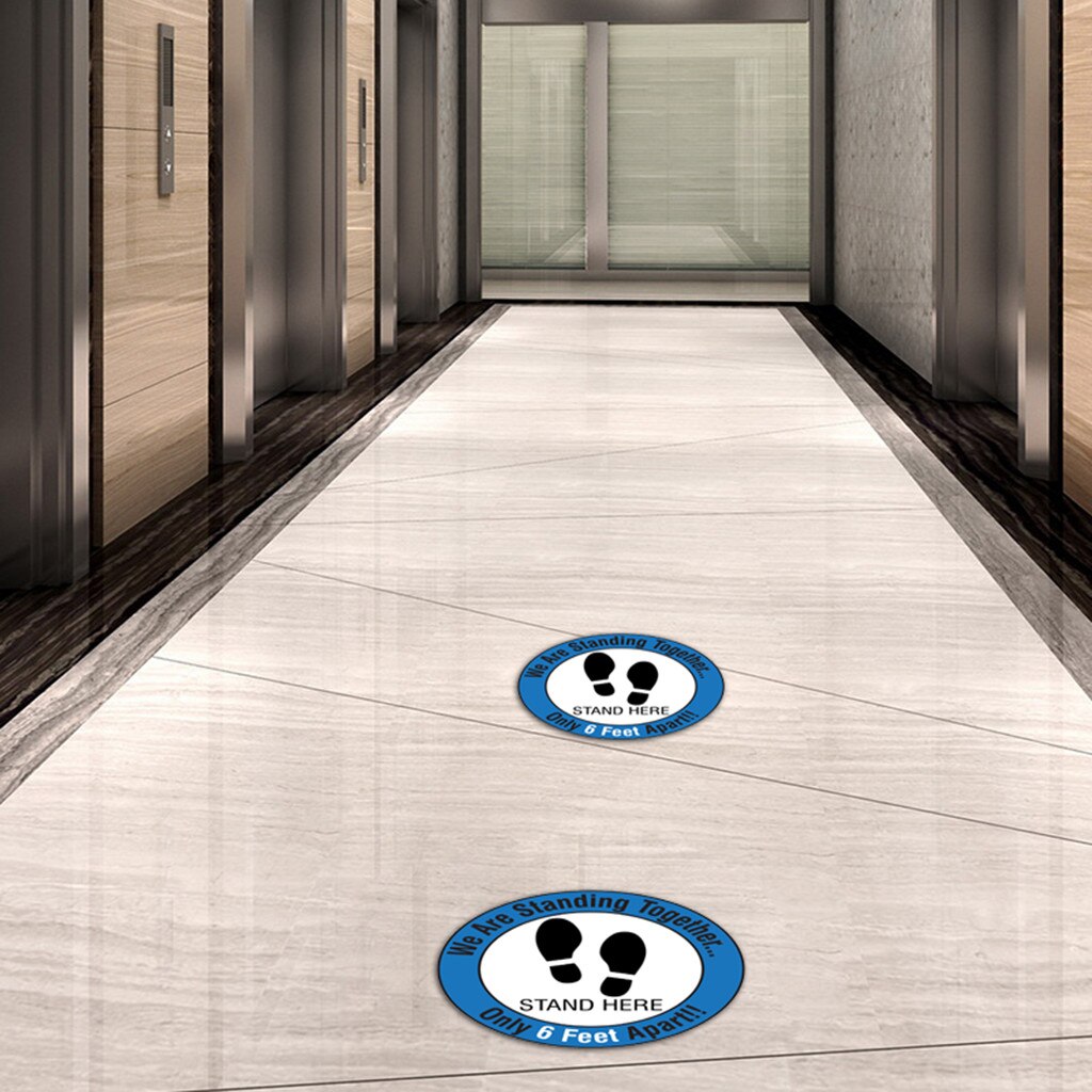 Stand Here Ground Sign Stickers Floor Sign Decal Sticker Keep 6ft In Between Distance Marker Floor Circular Landmark Warning