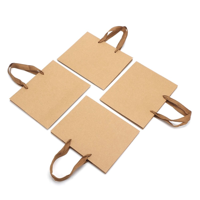 ! kraft papieren zakken , 8.3 inch  x 3.1 inch  x 10.6 inch 20 stuks bruine kraft papieren zakken met zachte stoffen handgrepen, bulk sh
