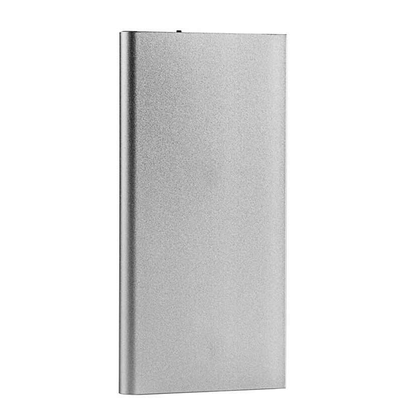 20000mAh Power Bank Ultra Thin Slim Portable Polymer Phone Charger Powerbank battery power-bank With LED Light for Mobile Phones: Silver