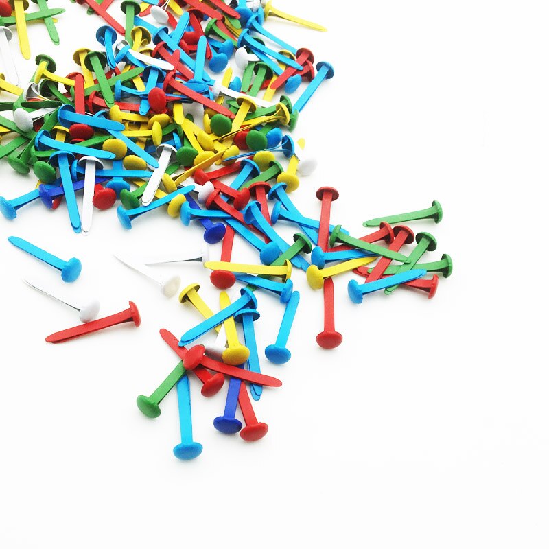 Pinchos de cabeza redonda de 100 piezas, clavos de Metal de colores mezclados, adorno para álbum de recortes, accesorios artesanales, decoración del hogar SC145