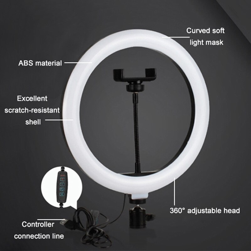 10Inch Dimbare Led Selfie Ring Licht Invullen Telefoon Camera 26Cmled Ring Lamp Met Statief Voor Make-Up video Live Voor Tik Tok