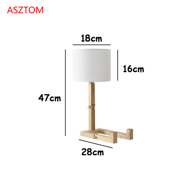 Nordic Lesen schreibtisch lampe Holz Roboter Roboter Tisch Lampe Moderne Wohnzimmer Schlafzimmer nacht lampe Studie Decor LED Schreibtisch Lampe E14
